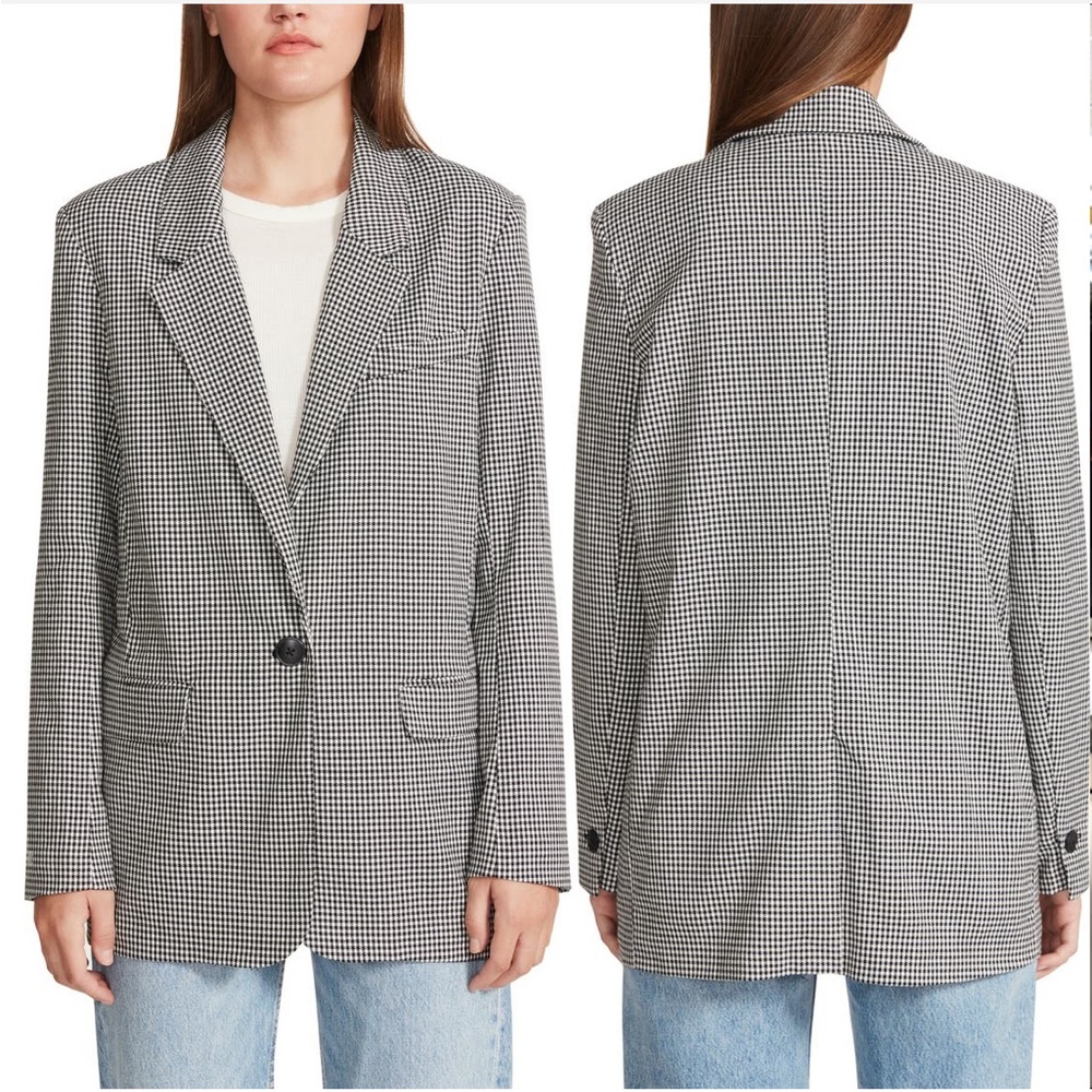 BB Dakota Linen Blend Houdstooth Blazer
